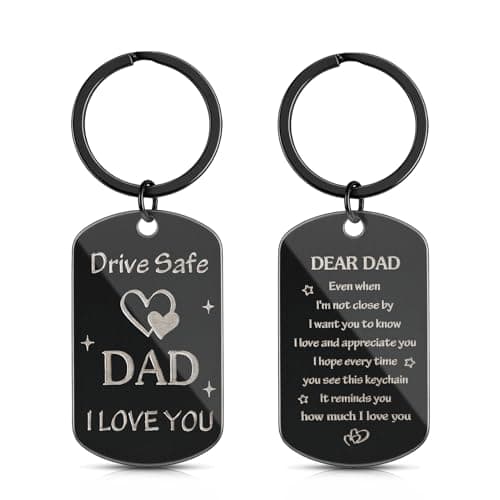 echosari Drive Safe Keychain for Dad, Durable Double-Sided Keychain Dad Birthday Gift from Daughter Son Unique Gift for Him