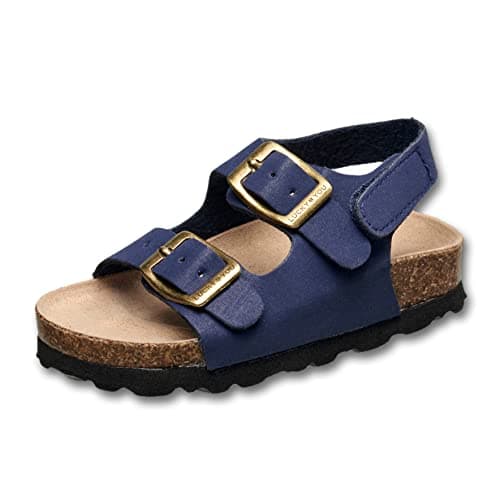 Lucky Brand Toddler Unisex Baby Boy Blanc Double Strap Casual Toddlers Sandals with Hook and Loop Closure in Navy Size: 8 Toddler