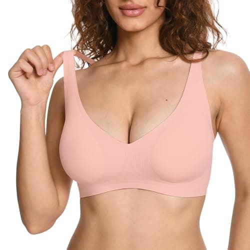 Soft Intention Jelly Wireless Bra, Minimizer Bras for Women Deep V Bra, No Underwire Seamless Full Coverage Nude