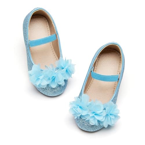 Otter MOMO Toddler/Little Girls Mary Jane Ballerina Flats Blue Shoes Slip-on School Party Dress Shoes Size 5