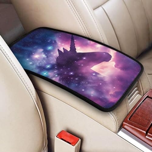 indokyeyqaz Universal Car Center Console Cushion Pad, Galactic Unicorn Soft Waterproof Car Center Console Cover Auto Armrest Seat Box Cover Protector for Most Vehicle SUV Truck Car