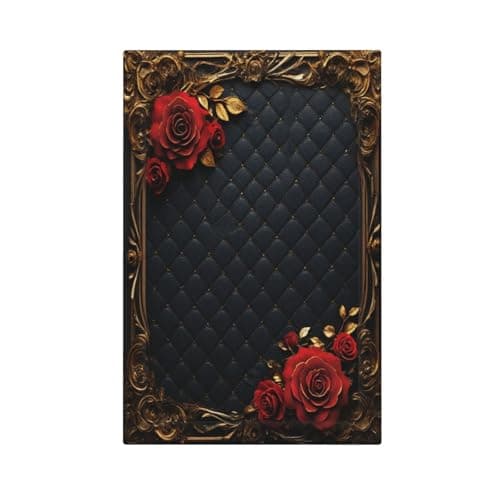 Light Switch Cover Red Rose Floral Vintage Gold Baroque Luxury Decorative Switch Plates 1 Gang Blank No Device Outlet Covers Electrical Wall Plates for Farmhouse Cabin Decor