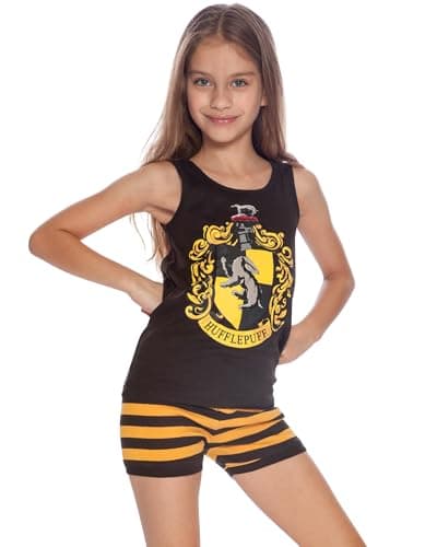 Harry Potter Hufflepuff House Crest Cotton Tank Short Pajama 2pc Set, Hufflepuff, 16