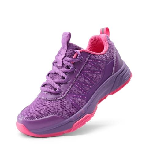 DREAM PAIRS Boys Girls Shoes Kids DuraPlay Tennis Footwear Non Slip Athletic Running Walking Lightweight Lace Up Sneakers for Little/Big Kid,Size 12 Little Kid,Purple,SDRS2401K