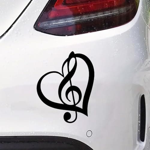 ZUKHL 2pcs Music Lover Treble Clef Car Stickers, 4.13"x5.12" Waterproof Vinyl Decals, for Windows, Bumper, Exterior Decorative Accessories #2BZ102 (Black)