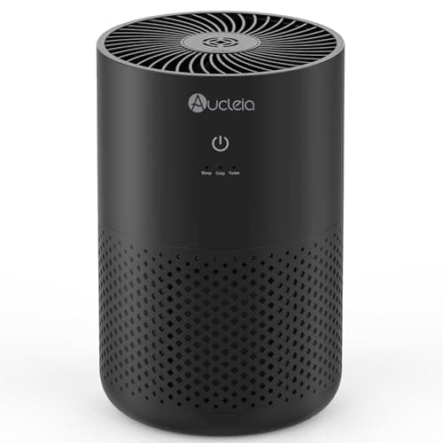 Aucleia Air Purifiers for Bedroom Home with H13 True HEPA Filter, 20dB Quiet Air Cleaner for Pets Hair Dander Odor, Smoke Dust Pollen, Aromatherapy Function, Black