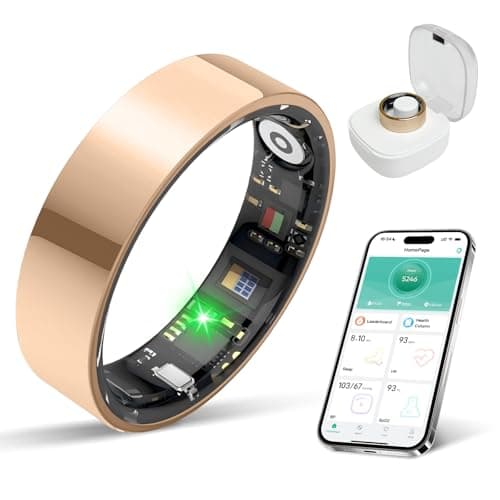 BIEMHA IP68 Waterproof Smart Ring - Fitness & Health Tracker with Sleep/Exercise Monitoring, Unisex for Women Men, iOS & Android Compatible, Long Lasting Battery Life, No Subscription (Rose Gold, 7)