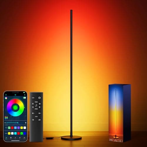 Bright LED RGB+IC Corner Floor Lamp with App and Remote Control Black