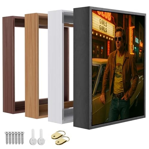 ART Floating Canvas Frame for 1"–1.25" Deep Gallery-Wrapped Canvas, Wood-Look Floater Frame for Stretched Canvas Prints & Wall, White, 12" x 16"