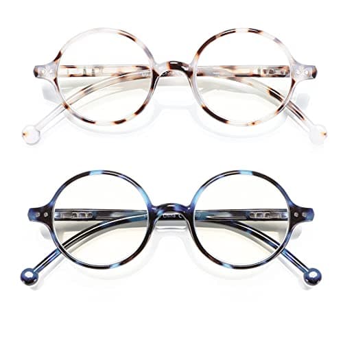 TISHUI Round Reading Glasses for Women Men Blue Light Blocking Circular Readers +1.50 Unisex Ultra Lightweight Circle Eyeglasses