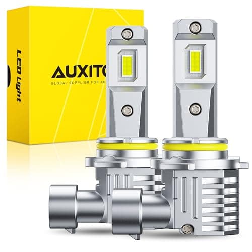 AUXITO 9005/HB3 Light Bulbs, 50000LM 6500K White, Direct Replacement 9005/HB3 LED Fog Light Bulbs Fanless, Plug and Play CANbus Ready No Flicker, Pack of 2
