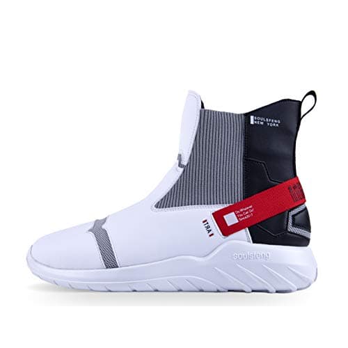 Soulsfeng Stylish High Top Sneakers for Women Basketball Shoes Slip On Laceless Sneaker One Step White Black Red Womens Size 5.5