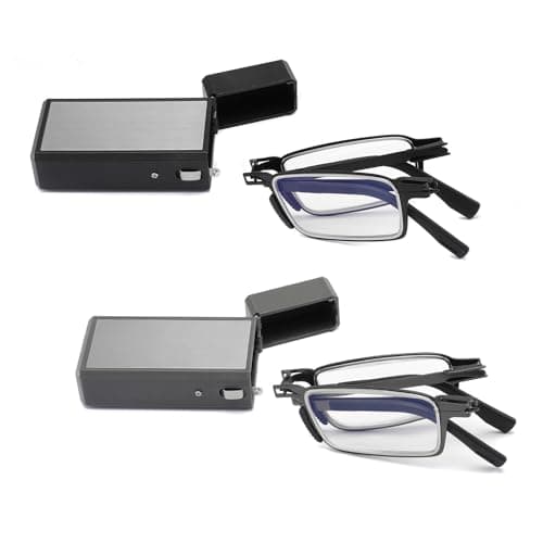 VEQINIKA Folding Reading Glasses with Case – Lightweight Blue Light Readers for Men & Women, Upgraded Hinges and Adjustable Nose Pads, Pocket-Size Design for Everyday Use (Gray&Black, 1.25, x)