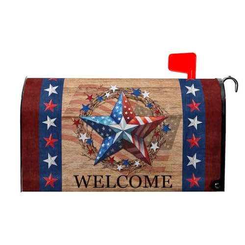 VentuCoven 4th of July Mailbox Cover Patriotic Mailbox Covers Magnetic Welcome Post Letter Box Cover Star Mail Box Wrap Home Decor Outdoor Yard Decoration for Garden Standard Size 21x18 inch