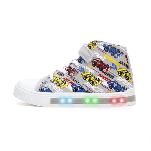 EUXTERPA Kids Light-Up Sneakers, Gray Kart, Big Kid Size 1