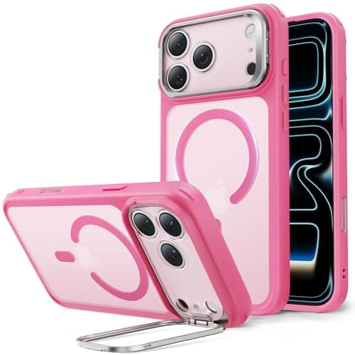 ESR for iPhone 17 Pro Max Case with Stash Stand, Compatible with MagSafe, Military-Grade Drop Protection Magnetic Phone Case, Scratch-Resistant Back Cover,Frosted Pink