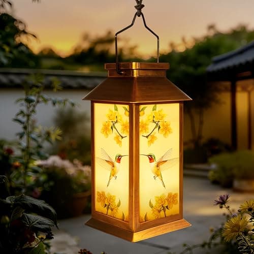 Guhope Birthday Gifts for Women Mom Grandma Men, Solar Lanterns Outdoor Waterproof, Hummingbird Hanging Garden Decor Outdoor Solar Lights for Garden Lawn Yard Patio Porch