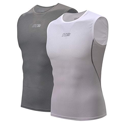 bpbtti Men's High Wicking Sleeveless Base Layer Cycling Running Underwear Quick Dry Vests Lightweight Sports Tank Tops(2 Pack:Grey&White,Small)
