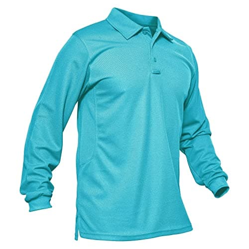 MAGCOMSEN Golf Polo Shirts for Men Long Sleeve Shirts Athletic Fishing Shirts Work Shirts Casual Dry Fit Shirts Summer Golf Polo Ice Blue