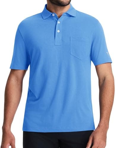 M MAELREG Mens Golf Shirts Short Sleeve with Pocket, Soft Lightweight Cotton Blend for Casual Summer Wear