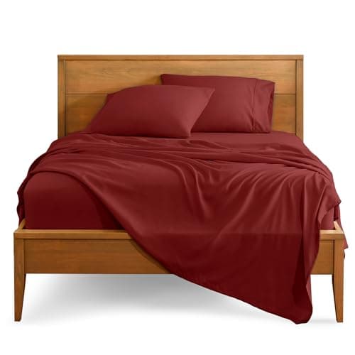 Bare Home Full XL Sheet Set - 1800 Ultra-Soft Microfiber Full Extra Long Bed Sheets - Double Brushed - Deep Pockets - Easy Fit - 4 Piece Set - Bedding Sheets & Pillowcases (Full XL, Rosewood)
