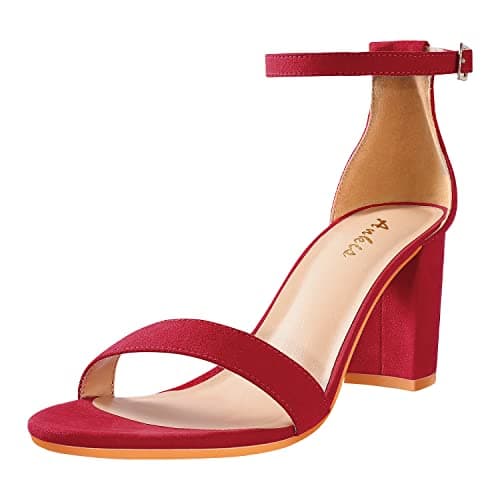 Ankis Heels for Women Open Toe Ankle Strap Chunky Heel Sandals 2.75 Inch