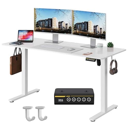 Gamork 55 x 24 Inch Electric Standing Desk, 3 Memory Presets, White