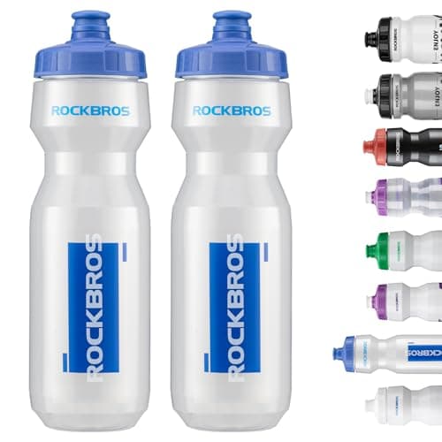 ROCKBROS Bike Water Bottle 20oz-25oz Squeeze Cycling Water Bottle BPA Free Leak Proof Sports Water Bottle with Dust Cover for Bicycle Running Gym Outdoor