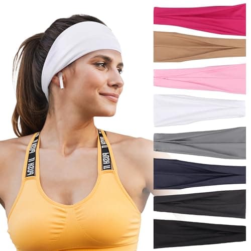 Headbands for Women – 8 Pack Wide Elastic Hair Bands, Soft Stretchy Non-Slip Sweatbands for Workouts, Yoga, Washing Face & Daily Wear