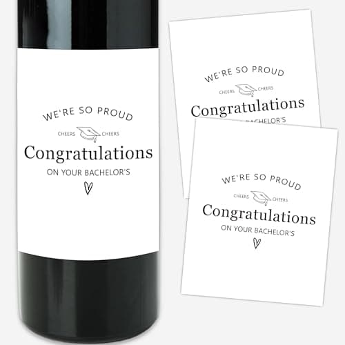8 Pcs Congratulations on Your Bachelor's Wine Bottle Labels, College Graduation Gifts for Women Men, Graduation Gifts for Her Him, Wine Labels Stickers for Birthday Graduations, 4x5 Inch-A68
