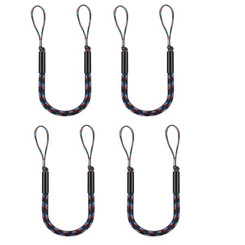 Bungee Dock Lines for Boat Shock Absorb Dock Tie Mooring Rope Boat Accessories 4-5.5 ft,4Pack (Black&Blue&red)
