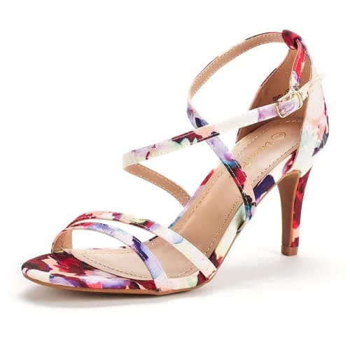 DREAM PAIRS Women's Fashion Stilettos Open Toe Pump Heel Sandals,Size 5,Floral,GIGI