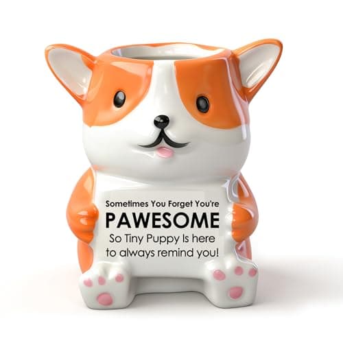 Inspirational Corgi Gifts for Women Men, Mini Succulent Plant Pot Planter, Positive Motivational Cheer Up Corgi Gifts for Friend Sister Brother Coworker Employee Corgi Dog Lovers, Office Desk Decor