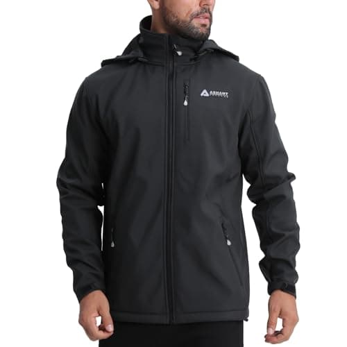 Lololeneon Men's Softshell Jacket,Fleece Lined Hooded Coat Windbreaker Winter Outdoor Hiking Jackets(XL)