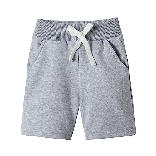 LittleSpring 2T Shorts Boys Clothes Gym Shorts Toddler Boy Athletic Shorts with Pockets Cotton Shorts Grey SweatShorts