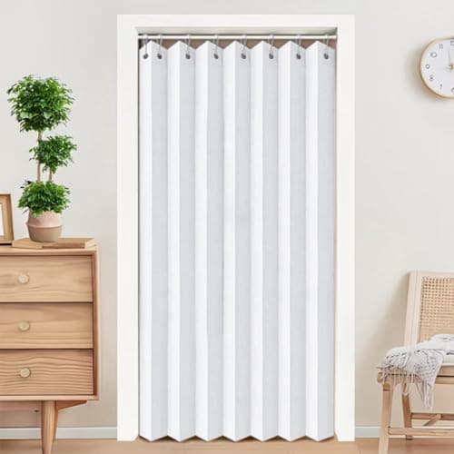 Zpnevx Accordion Door 55×79 inch, Waterproof Closet Curtain for Open Closet, Shower Curtain, White, 1 Panel