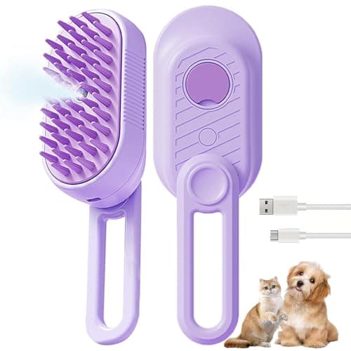 3 in 1 Cat Steam Brush for Shedding & Grooming with Foldable Handle Pet Spray Hair Removal Comb Spritz Defur Comb for Cats Water Brush for Long & Short Haired Pets