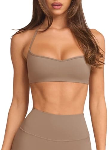 Womens Sweetheart Neck Workout Tops Sleeveless Cropped Workout Gym Shirts Sports Bra Cami Fitness Summer 2026 Running Yoga Pilates Tops with Built in Bra(Toffee X-Large)