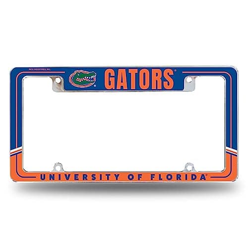 Rico Industries NCAA Florida Gators Two-Tone 12" x 6" Chrome All Over Automotive License Plate Frame for Car/Truck/SUV