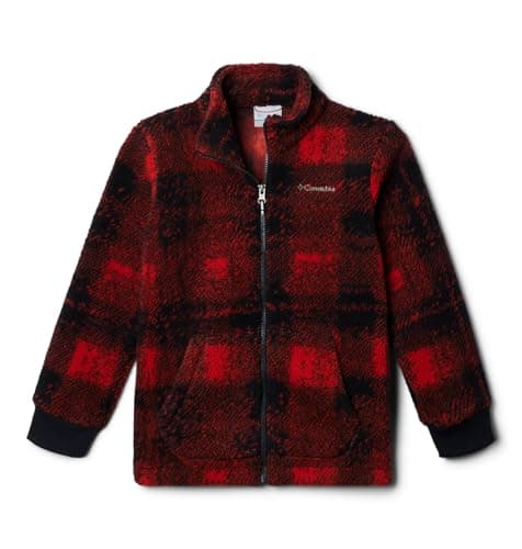 Columbia Youth Boys Rugged Ridge II Printed Sherpa Full Zip, Sail Red Omblur Tonal, X-Small