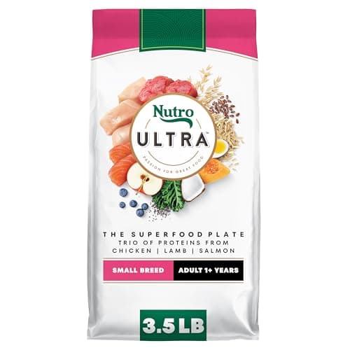 Nutro Ultra Adult Small Breed Dog Food Dry Recipe, Dry Dog Food for Small Dogs, Chicken, Lamb and Salmon Protein Trio, 3.5 lb. Bag