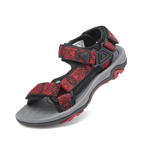 DREAM PAIRS Boys Girls Sandals Kids Adventurous Light-Weight Adjustable Straps Summer Water Shoes (Toddler/Little Kid/Big Kid),Size 9 Toddler,Black/Red,170892-K