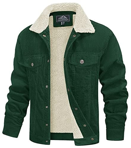 MAGCOMSEN Winter Coats for Men Corduroy Jacket Men Sherpa Lined Fleece Warm Cargo Casual Coat with 5 Pockets