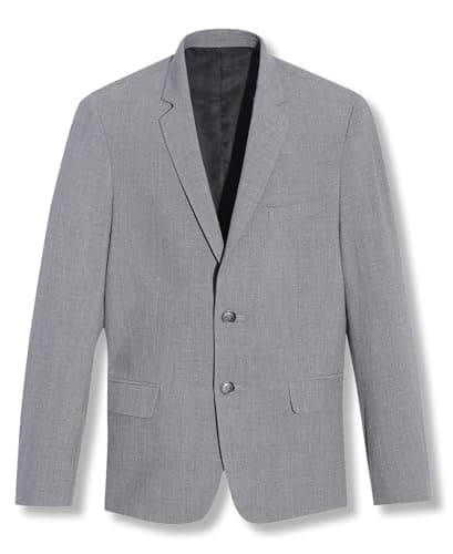 Calvin Klein Boys' Bi-Stretch Blazer Suit Jacket, 2-Button Single Breasted Closure, Buttoned Cuffs & Front Flap Pockets, Grey Infinite, 16