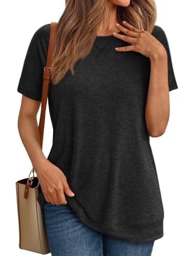 AUTOMET T Shirts Short Sleeve Crewneck Tees for Women Lightweight Soft Casual Summer Tops Clothes Spring Outfits 2026 Black 3XL
