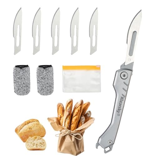 Klearsky 2026 New Model Premium Bread Lame – Professional Foldable Dough Scoring Tool with Food-Grade Carbon Steel Blades, Extra 5 Replacement Blades Included, Safe Design & Textured Handle