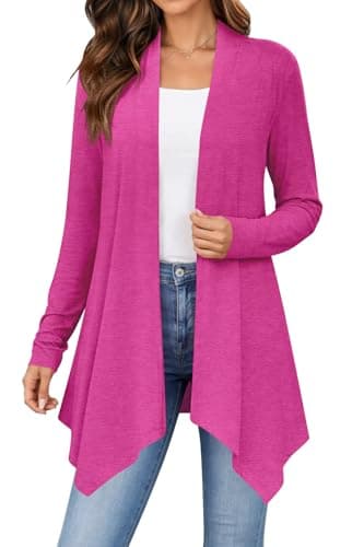 Zeagoo Womens Cardigan Long Sleeve Lightweight Cardigan Draped Open Front Loose Casual 2026 Fashion Red Clothing