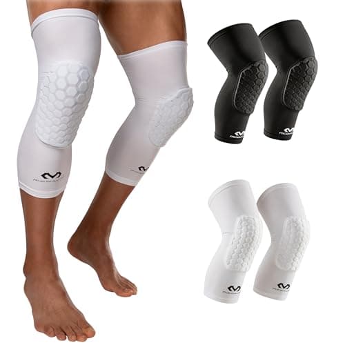 McDavid Hex Knee Compression Sleeves, Pull-On Padded Protection, Moisture Wicking (1 Pair)