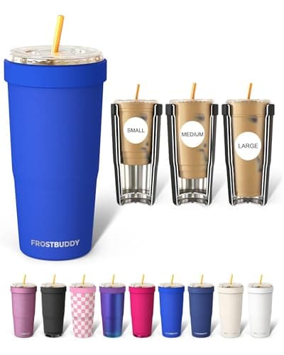 Frost Buddy Togo Buddy 30 oz Stainless Steel Vacuum Insulated Tumbler To Go Coffee Cup – Iced Coffee Cups, Iced Coffee Sleeve, Travel Mug, Thermal Cup for Hot & Cold Drinks, Dunkin Cup (Royal Blue)