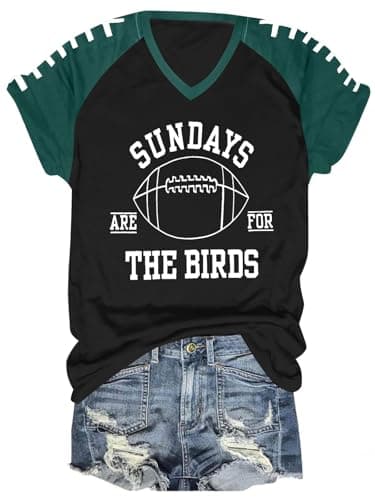 Football Shirts for Women Game Day Shirt V Neck Football Graphic Tee Funny Sunday Casual Short Sleeve Tops